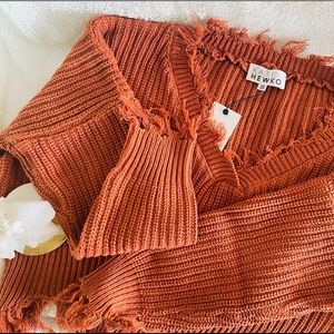 Frayed V-Neck Sweater x Kate Hewko